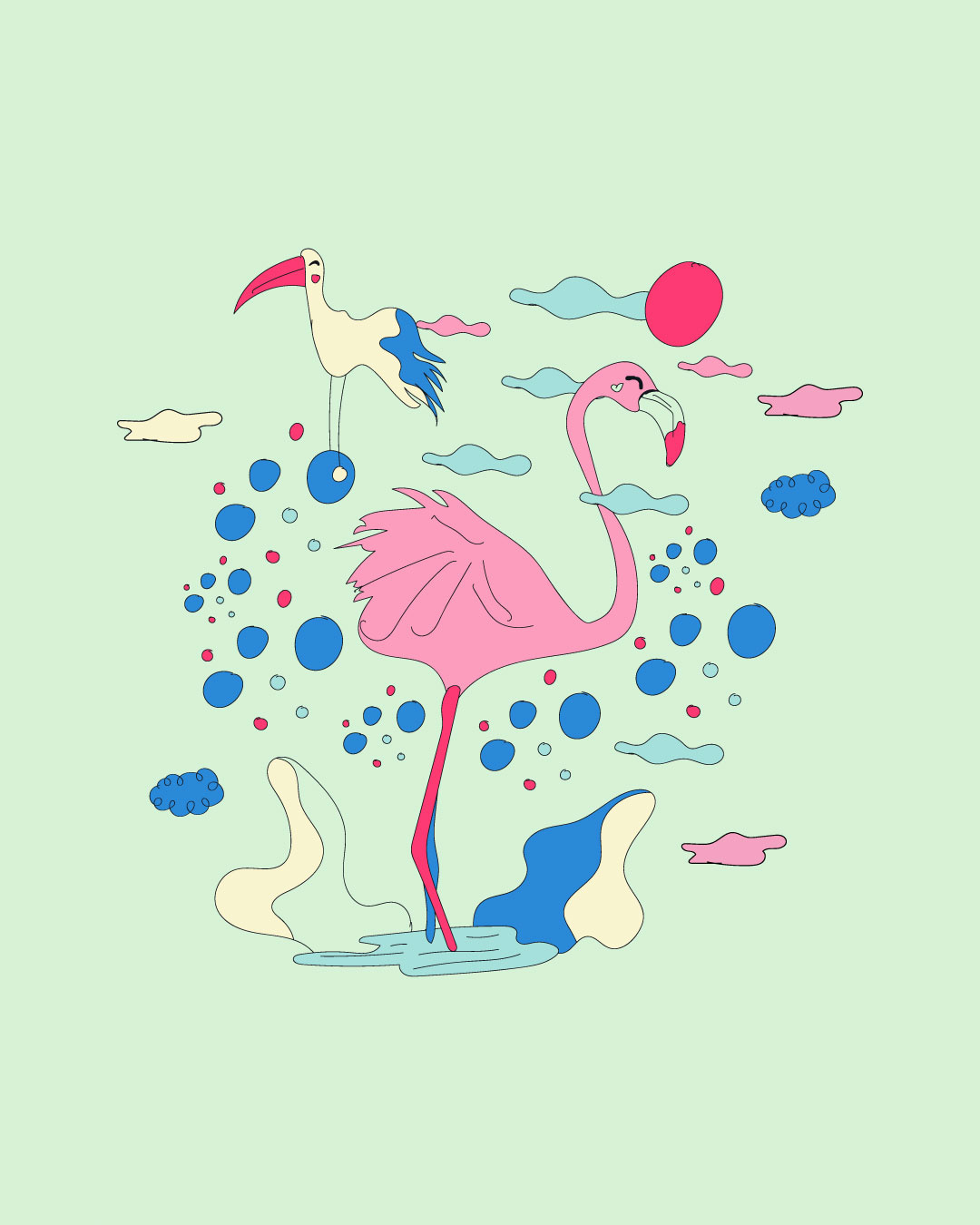 Flamencos ilustrados art branding design flat graphic design illustration logo nature sostenibilidad ui urban vector