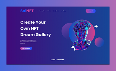 NFT Marketplace First Screen crypto crypto art design concept finance fintech graphic design landing page landing page design metaverse nft nft art nft cryptocurrency nft marketplace token ui user experience design user interface design ux web design website