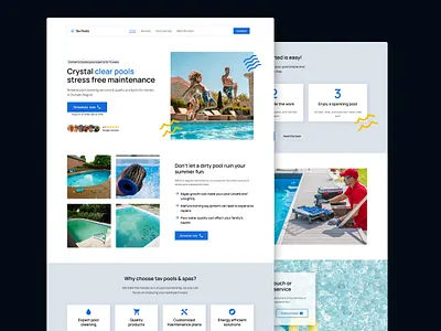 Landing Page Design : Pool Company hero section landing page pool pool cleaning pool company swimming ui ui design ux ux design web design