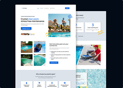 Landing Page Design : Pool Company hero section landing page pool pool cleaning pool company swimming ui ui design ux ux design web design