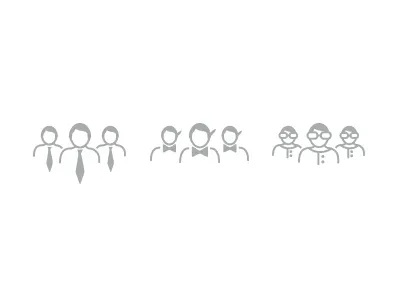 Corporations + Designers + Publishers examples group icons logos people simple vector