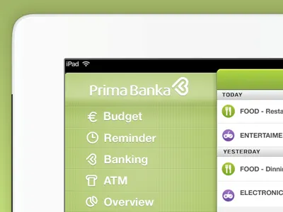 Primabanka app ipad ui user interface