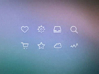 Icon Set (WIP) box cart cloud dock heart icon settings star stream wave zoom