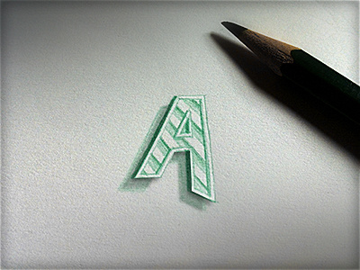 A 2 min sketch 3d a adam trageser bored colored pencil depth green hand hand letering lettering pencil shadow sketch tuesday typography