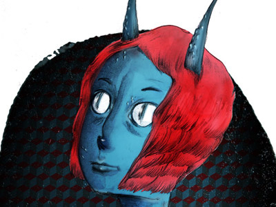 Alien alien blue et extrarrestrial illustration pencil photoshop watercolor