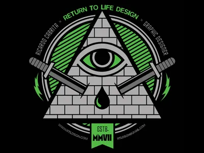 Return to life badge logo sticker all seeing eye badge bolt card eye logo piramide sword tear wall