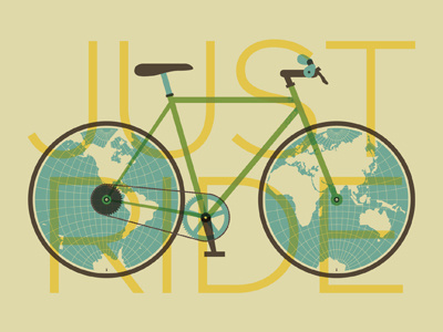 Just Ride bike globe illustration map ride