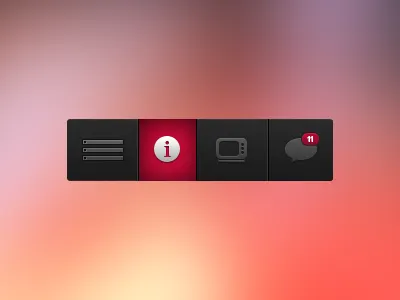 TeVee Top Bar Menu comment icon info information menu message notification tv ui