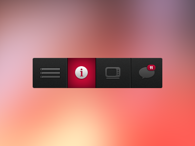 TeVee Top Bar Menu comment icon info information menu message notification tv ui