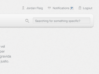 Overt 'Search bar clean grey logout notifications pro search user