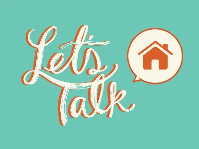 Let's Talk CoHousing Logo digital housing illustration teal typography