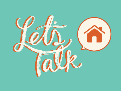 Let's Talk CoHousing Logo digital housing illustration teal typography