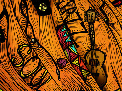 Beard Me Some Music Final Version beard color drawing illustration music pinto