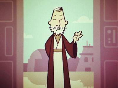 Ben Kenobi on Tatooine ben kenobi cartoon illustration invisibleelement modern mos eisley obiwan retro sketch star wars tatooine upa