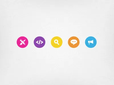 Icon Set button code colorful design development glass icon illustration magnifying pr search social speech texture ui web website