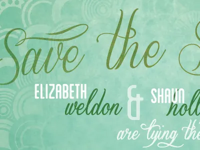 Weldon Save the Dates losttype postcard print script