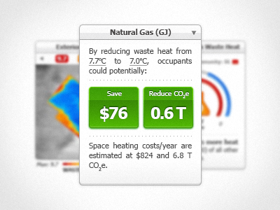 Savings Tab heat interface pop up