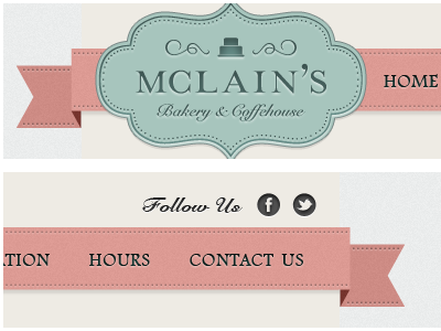 McLains Bakery Website bakery header navigation retro ribbon ui vintage website