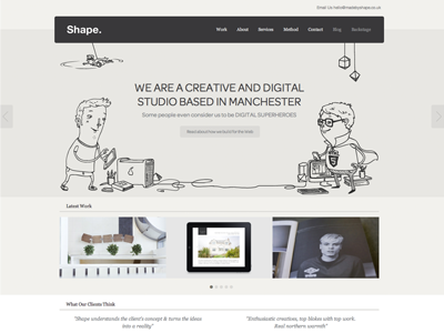 Relaunched Shape Design Studio Website css3 home homepage html5 illustrations logo madebyshape navigation new website relaunch shape shape design shape design studio slideshow superheroes testimonials website