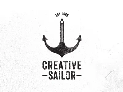 Creative Sailor – logodesign anchor black condensed creative design grounge logo pen pencil sailor white