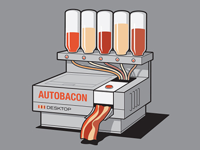 Autobacon bacon glenn jones glennz illustration illustrator machine tee tshirt