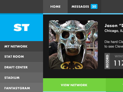 WIP Bio Page + Messages 20 big sexy blue gray green mugshot neon profile ui web