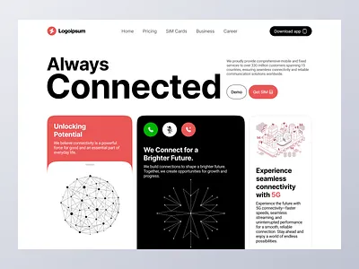 5G Service Website UI Design for Sim Company 5g service concept cutting edge technology digital experience innovative design interactive features modern connectivity sim company user friendly interface website ui design