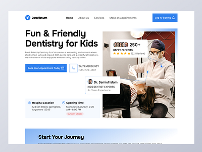 Bright Smiles: Kids' Dental Care Website UI Design appointment booking child friendly design dental engaging experience interactive features intuitive navigation kids dental care pediatric dentistry playful layout smiles and care trustworthy care user friendly design vibrant colors website ui design