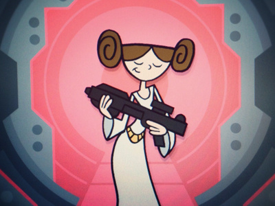 Princess Leia on the Blockade Runner cartoon illustration invisibleelement leia modern organa princess retro sketch star wars upa