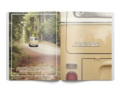 Seattle Met Trippin Spread editorial design feature magazine photo illustration seattle met vw van