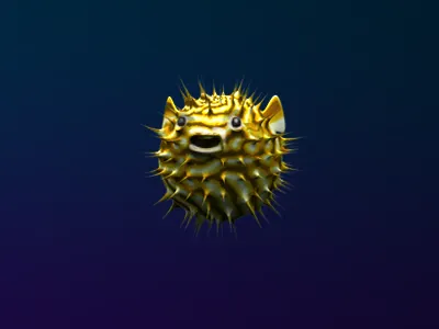 Pufferfish 4d c4d cinema fish icon model pufferfish render
