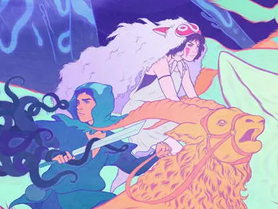 Mononoke animation ashitaka fan art fantasy ghibli miyazaki mononoke mononoke hime princess mononoke san studio ghibli wolf wolves yakul