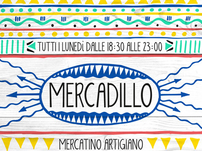 Flyerillo aqua aztec blue flyer hand drawn tangerine yellow