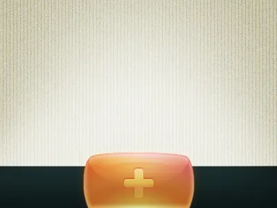 Plus One button glass gloss glossy orange plus