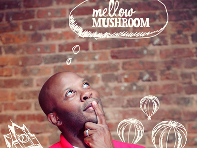Mellow Mushroom Anderson Facebook Ad ad brown mellow mushroom pizza red sketch