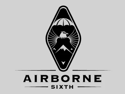 Airborne Sixth Full army brand branding eagle flying force hawk hills icon identity logo mountains old parachute shape thekawaloberoi type typography wip
