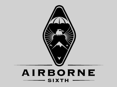 Airborne Sixth Full army brand branding eagle flying force hawk hills icon identity logo mountains old parachute shape thekawaloberoi type typography wip