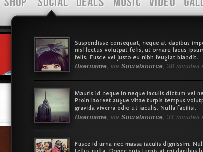 Social Media Rollover Feed media nav navigation rollover social web