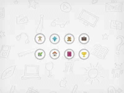 Menu icons and background pattern bag bear book check cup home house icon menu overall pattern portfolio position teddy website work