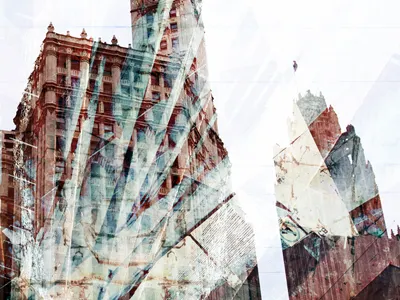 Photo Collage Top Section art blue brown chicago collage photography texture white