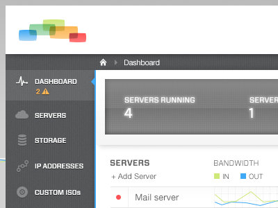 Dashboard Navigation bread crumbs display icons navigation stats status