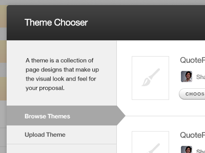 QuoteRobot Theme Chooser chooser dialog interface modal popup quoterobot theme ui