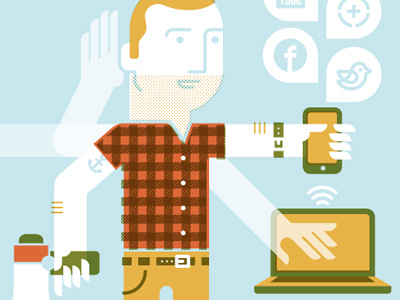 Socialvore 1 computer hipster icon illustration laptop man media megaphone mobile objects phone plaid social social media tattoo