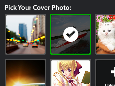 Cover Photo Selection choice cover cover photo css3 dark photo process profile profile setup selected selected style selection setup web web app web design
