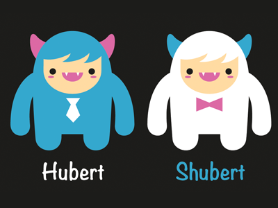 Hubert and Shubert cute monster drawing illustration kawaii