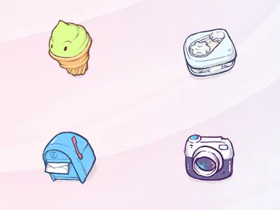 Cream, Metal, Glass camera cute ice cream icon illustration mailbox settings
