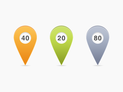 Markers arrow blue green map marker orange point shadow