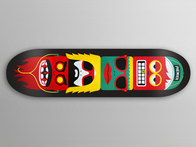 Premier: Skateboard Totem acrylic on board black characters green premier red totem white yellow