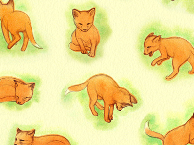 Fox pattern design foxes illustration pattern pencil watercolour