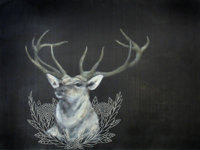 Noble Growth (collaborative art with Evan Harris) dark deer flora harris ruppel stag wax